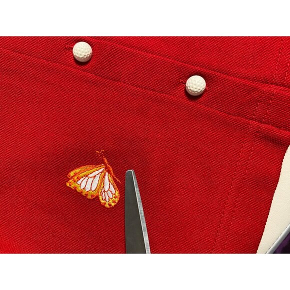 Karen Scott Red Golf Button Up Cardigan Medium Novelty Embroidered Long sleeve - Picture 9 of 16